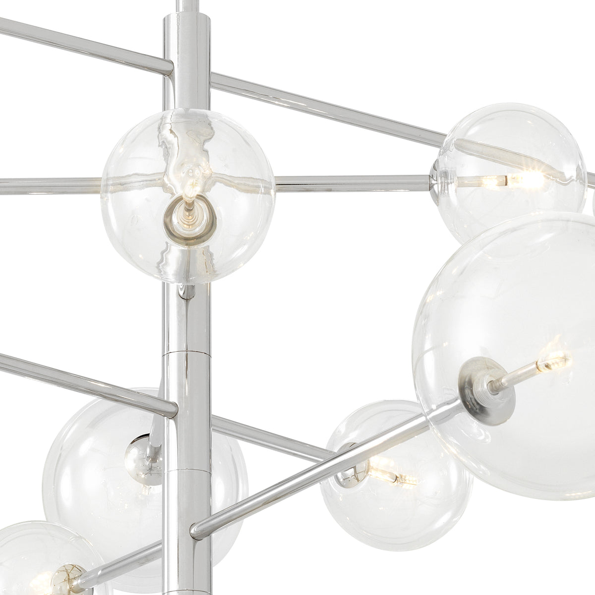 Eichholtz Chandelier Argento L nickel finish Create a retro-chic focal point in your living space with the Argento L Chandelier. This asymmetrica