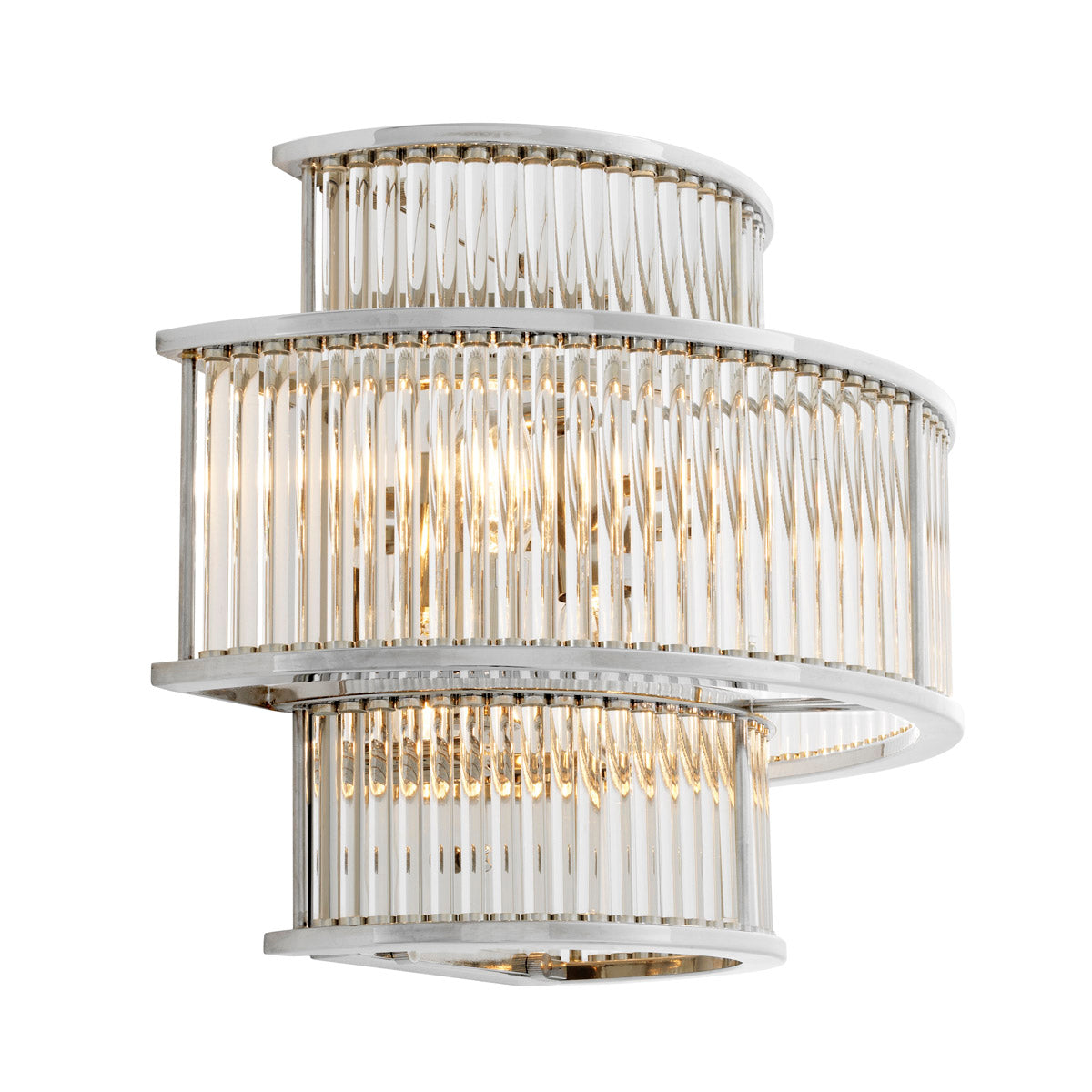 Eichholtz Wall Lamp Mancini nickel finish Set the mood for mellow moments with the Art Deco inspired Mancini Wall Lamp. By pairing classic des