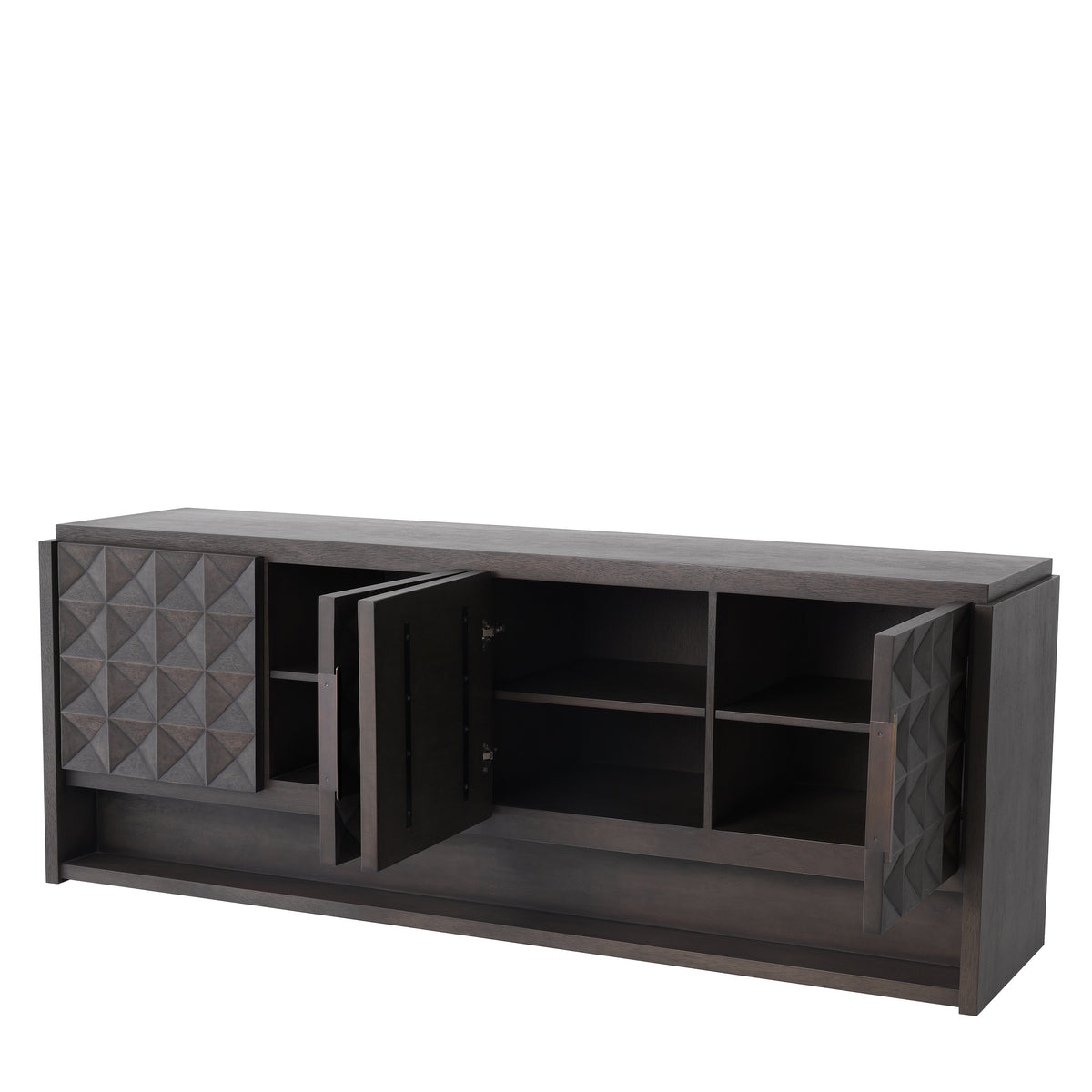 Eichholtz Dresser Jane mocha meranti 4 doors With its beautiful marquetry and antique brass finish handles, the Jane Dresser will give your inter