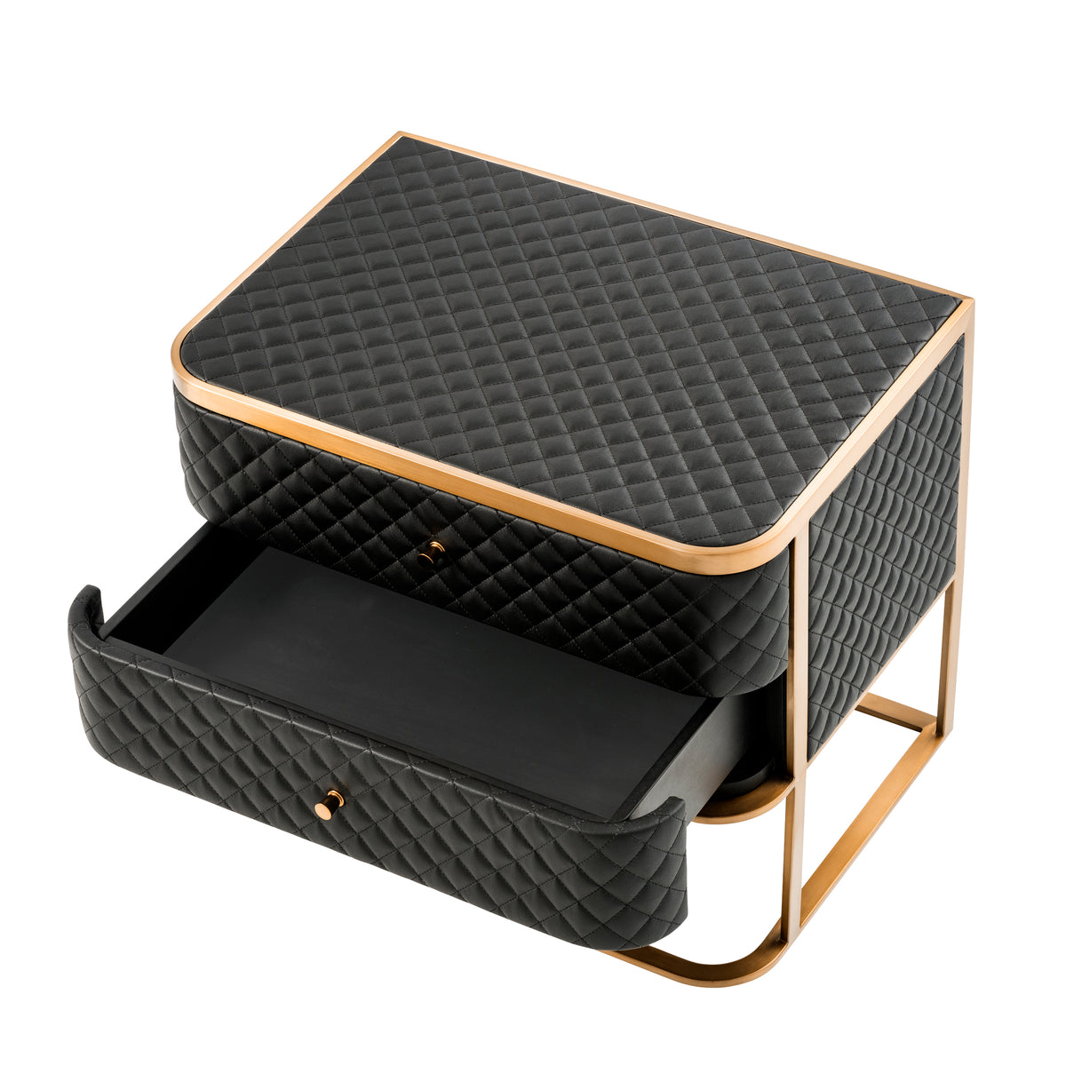 Eichholtz Nightstand Monfort brushed brass finish With its seductive curves and vintage look, the 2-drawer Monfort Nightstand is a must-have in your b