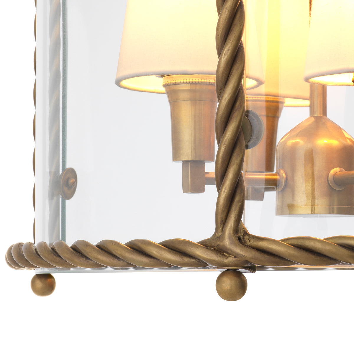 Eichholtz Pendant Preston vintage brass finish incl white shades Discover the Pendant Preston in vintage brass finish, a handmade lantern-style pendant where a twist - 7