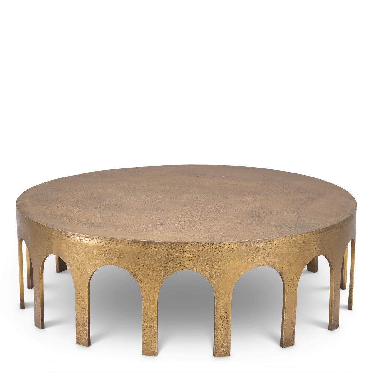 Eichholtz Coffee Table Gardini vintage brass finish The Gardini Coffee Table boasts a vintage brass finish and a beautifully rough texture. The vintage