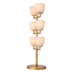 Eichholtz Table Lamp Valerius alabaster antique brass finish Featuring a clean-lined candelabra style frame and round base in an antique brass finish, Tabl