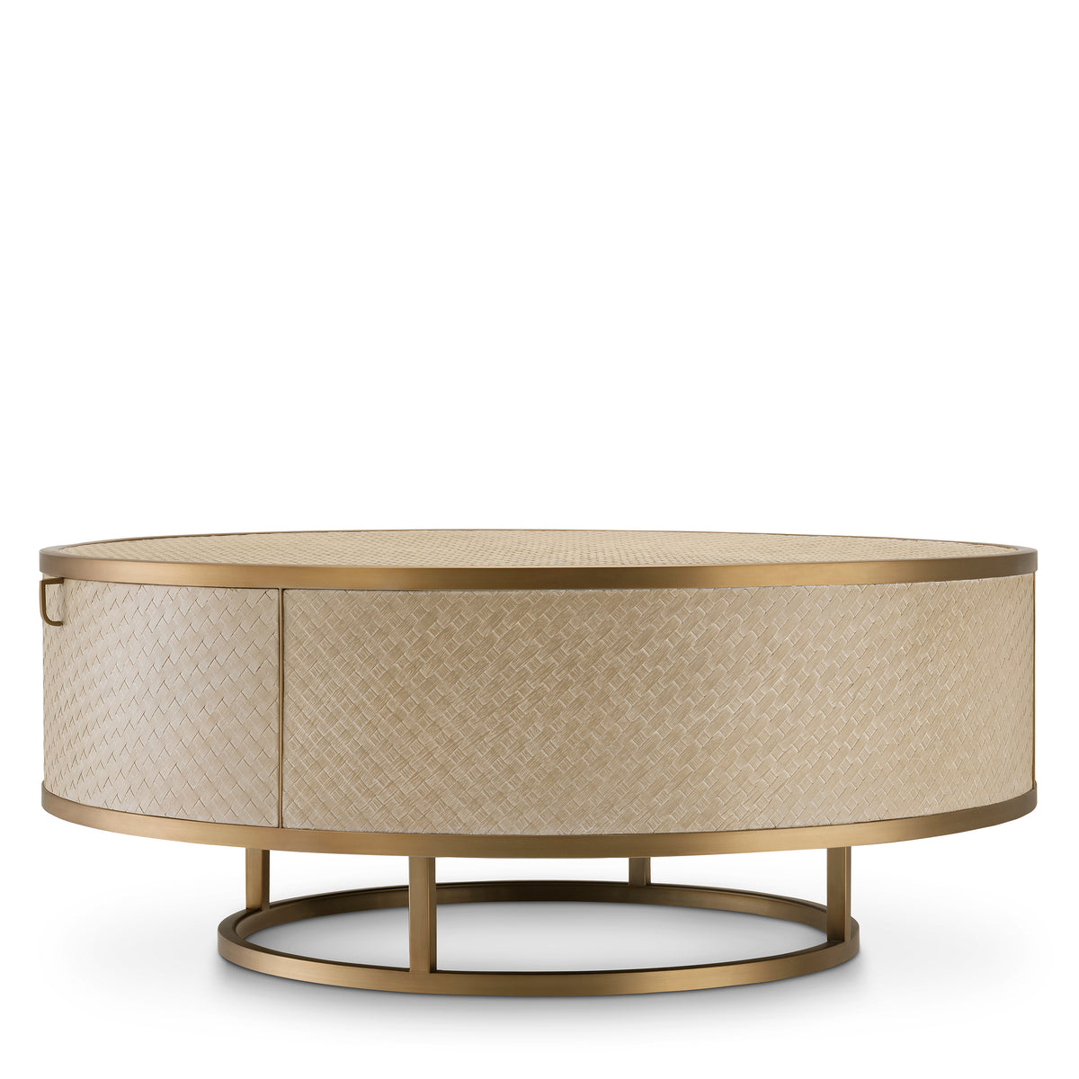 Eichholtz Coffee Table Napa Valley woven washed oak veneer Pairing Bauhaus style with a Mid-Century Modern look, the beautiful drum-shaped Napa Valley Coff