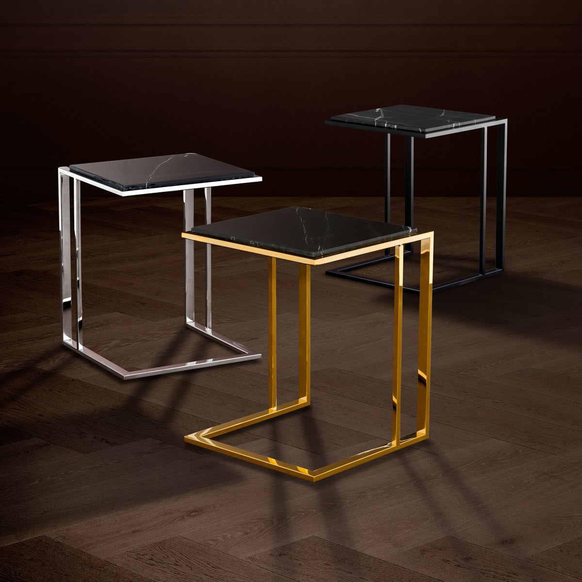 Eichholtz Side Table Cocktail — Gold, Black Marble hero image (Image 1)