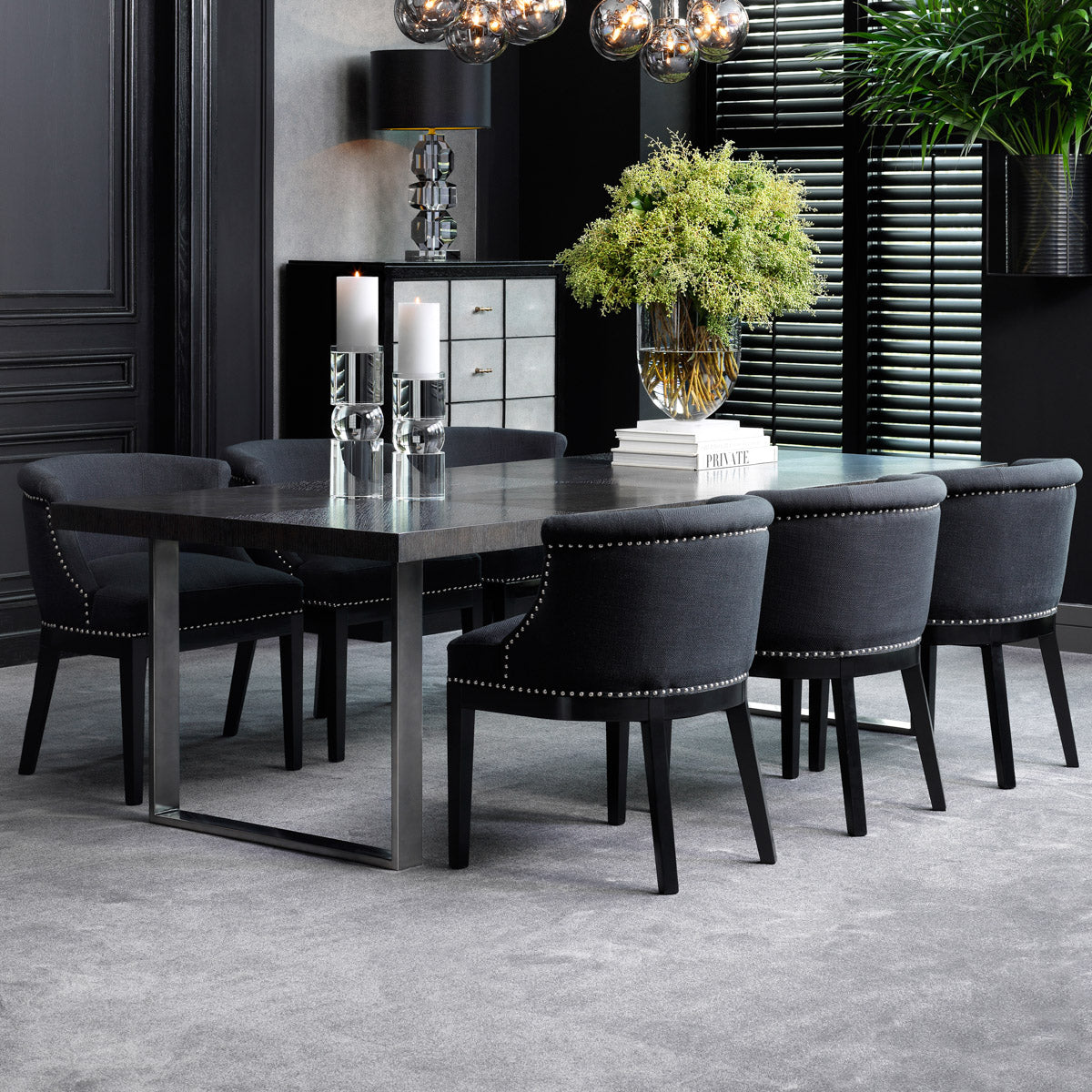 Detail shot of Dining Table Borghese craftsmanship — Nickel accents (Image 5)