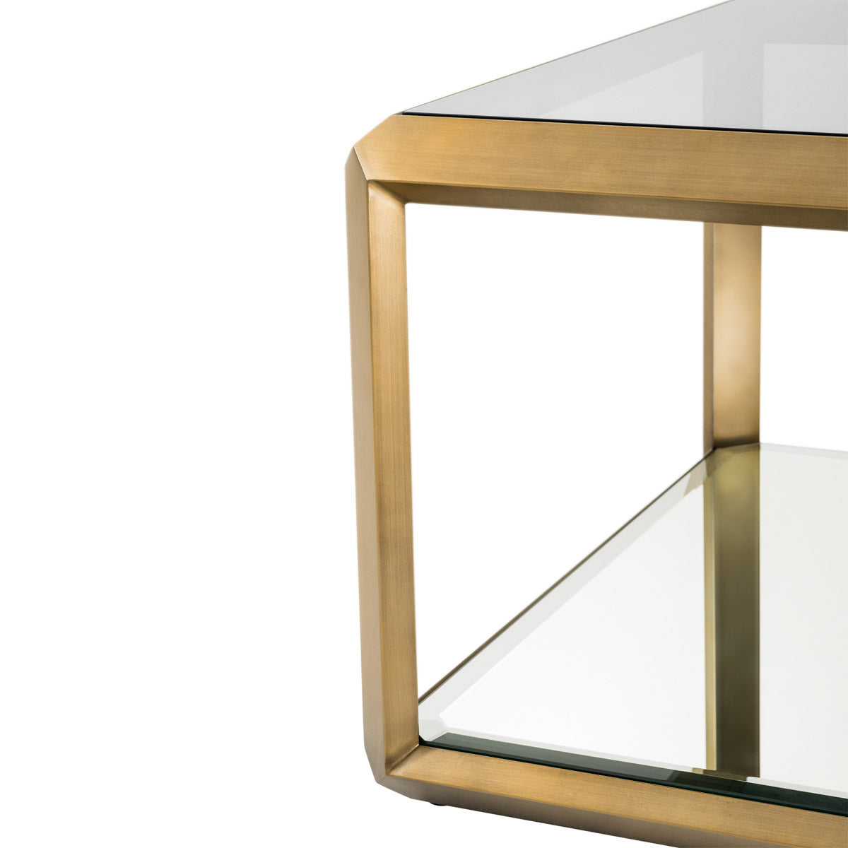 Side Table Callum by Eichholtz in a styled setting — Brushed Brass, Smoke Glass, Mirror Glass (Image 4)