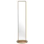 Close-up of Floor Mirror Novo highlighting Brass and Brushed Brass, Double Sided Mirror (Image 2)