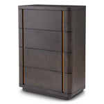 Eichholtz Drawer Dresser Modesto Tall — Mocha Oak Veneer, Brushed Brass hero image (Image 1)