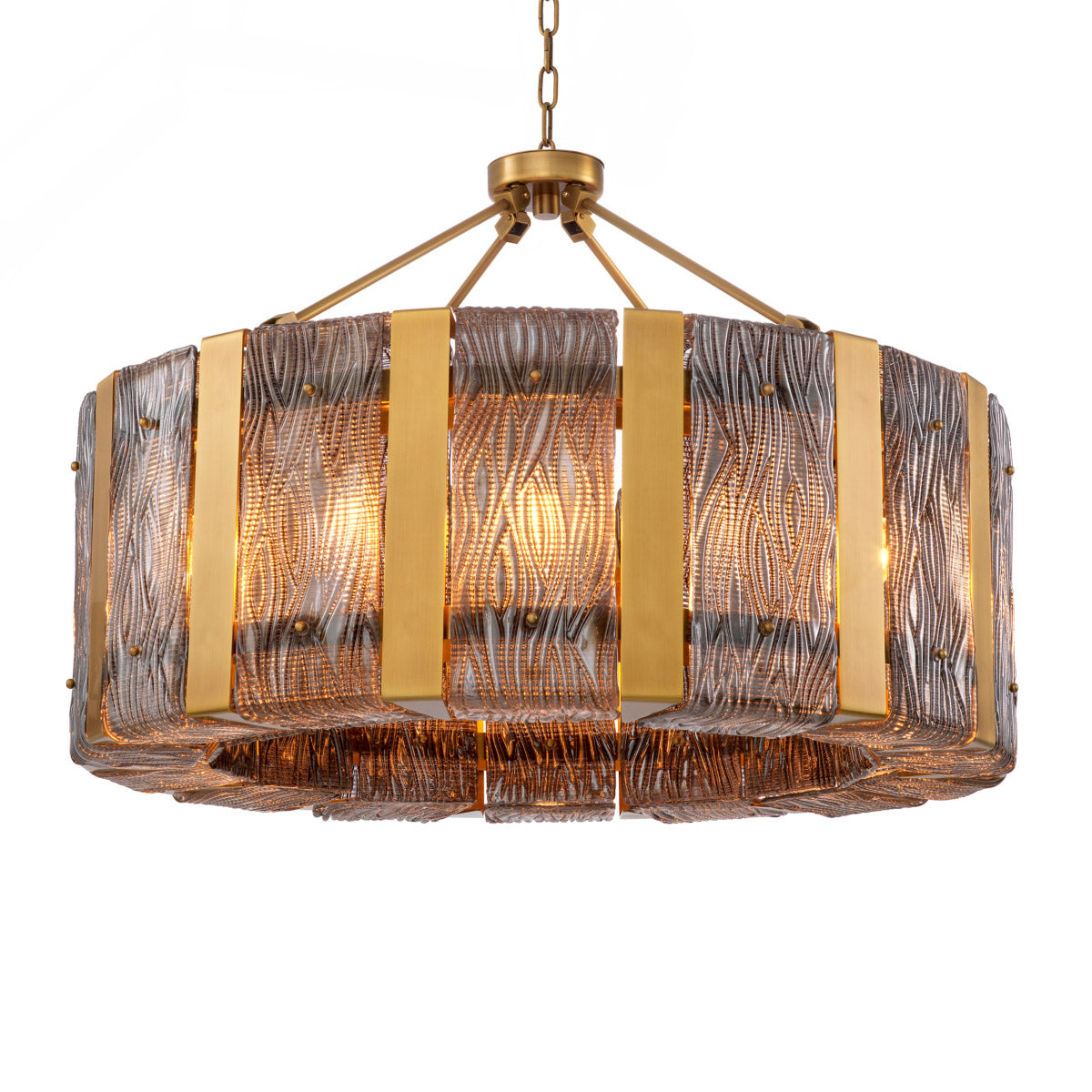 Chandelier Elysian Antique brass finish |light smoke glass Lighting 118794UL 2