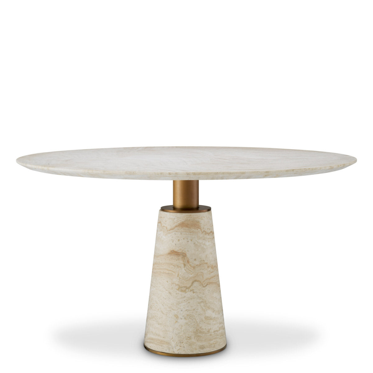 Dining Table Genova Travertine | brushed brass finish, Travertine is a natural material, each piece differs in color and texture 119053 2