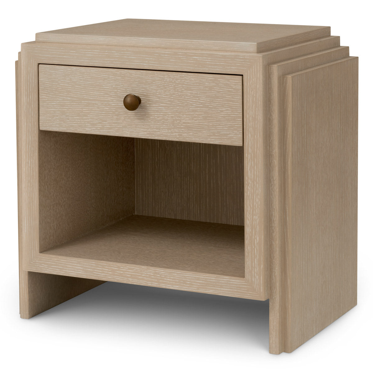 Nightstand ArtDeco Washed oak veneer | bronze finish Cabinets 119172