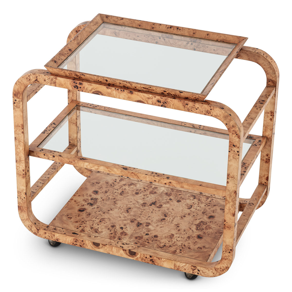 Alternate perspective of Trolley Mayfair — Light Brown Mappa Burl Veneer finish (Image 6)