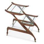 Close-up of Trolley Manzo Double highlighting Glass and Classic Brown, Clear Glass (Image 2)