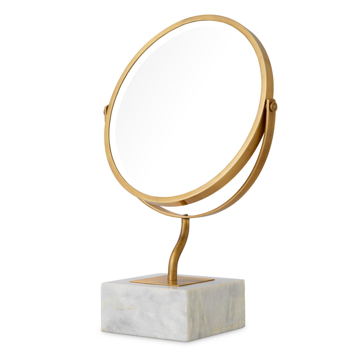 Table Mirror Jovanni White marble base | vintage brass finish, Marble is a natural material, each piece differs in color and veining 119245 4