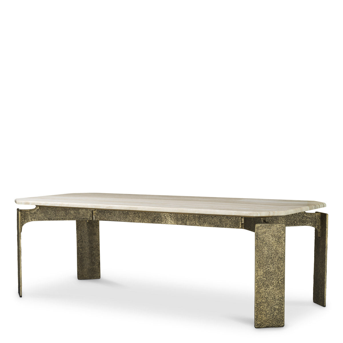 Eichholtz Dining Table Bodega Rectangular — Antique Brass, Beige Marble Top hero image (Image 1)
