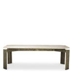Dining Table Bodega Rectangular by Eichholtz in a styled setting — Antique Brass, Beige Marble Top (Image 4)