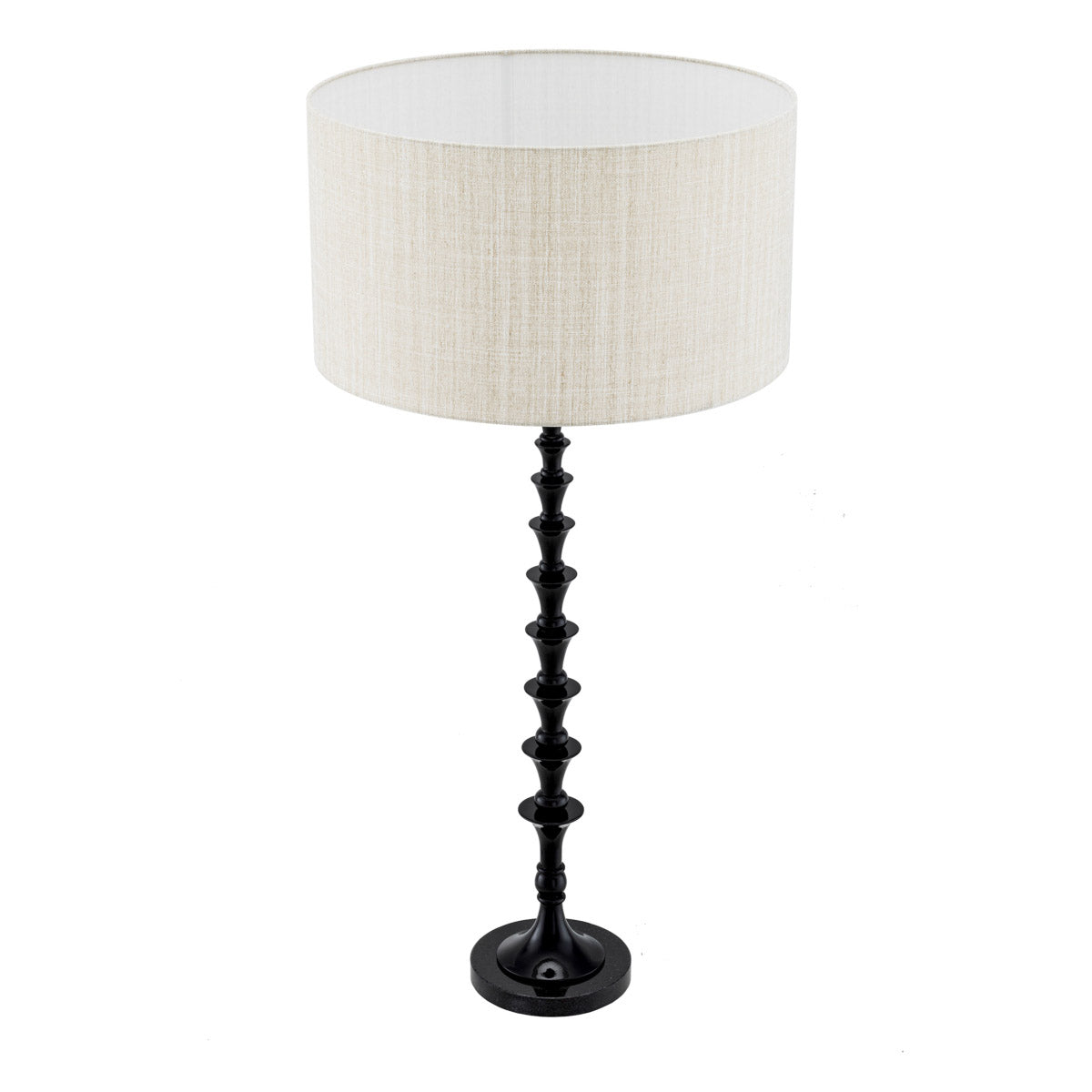 Table Lamp Arabella Piano black finish | black granite base, Including recycled linen-look shade Lighting 119451UL 5