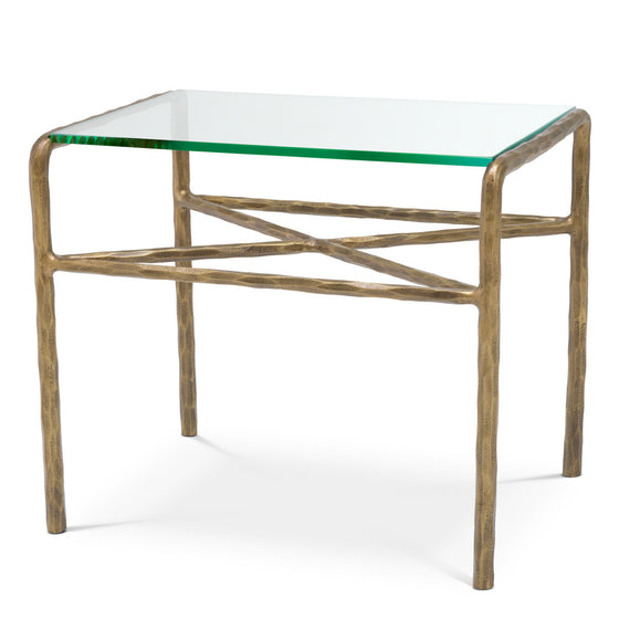 Side Table Xandria Vintage brass finish | clear glass Tables 119544 2