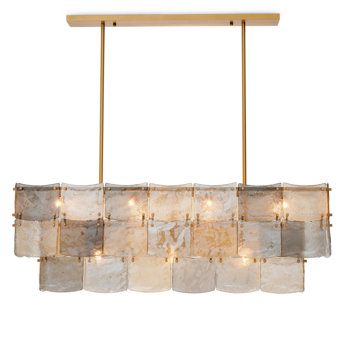 Chandelier Laurent rectangular Antique brass finish | handmade glass Lighting 119666UL 6