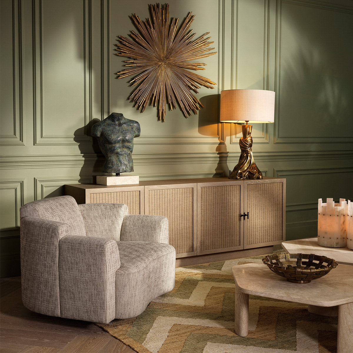 Table Lamp Banyan Vintage brass finish, Including recycled linen-look shade Lighting 119671UL 3