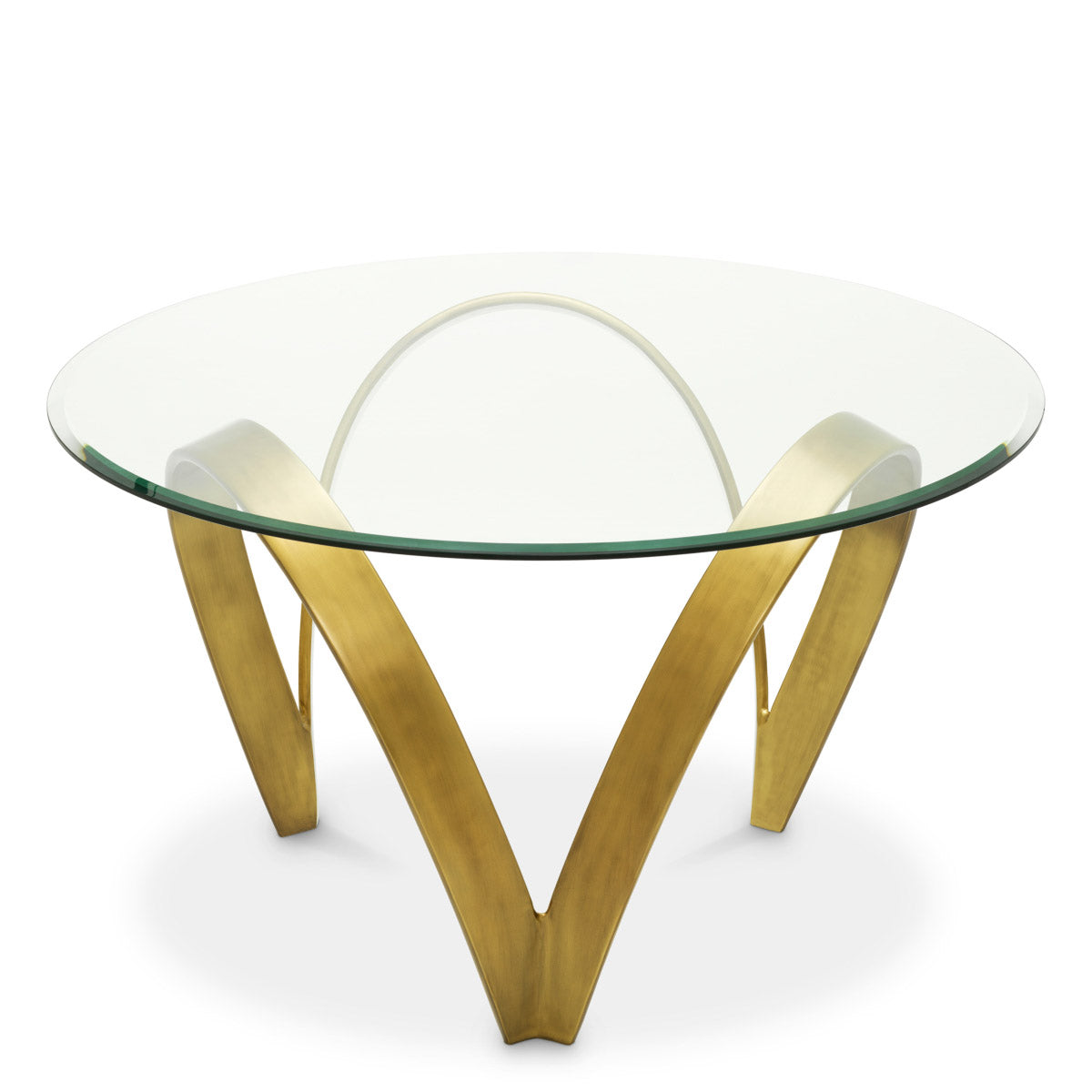 Dining Table Soquel Vintage brass finish | bevelled clear glass Tables 119692 4