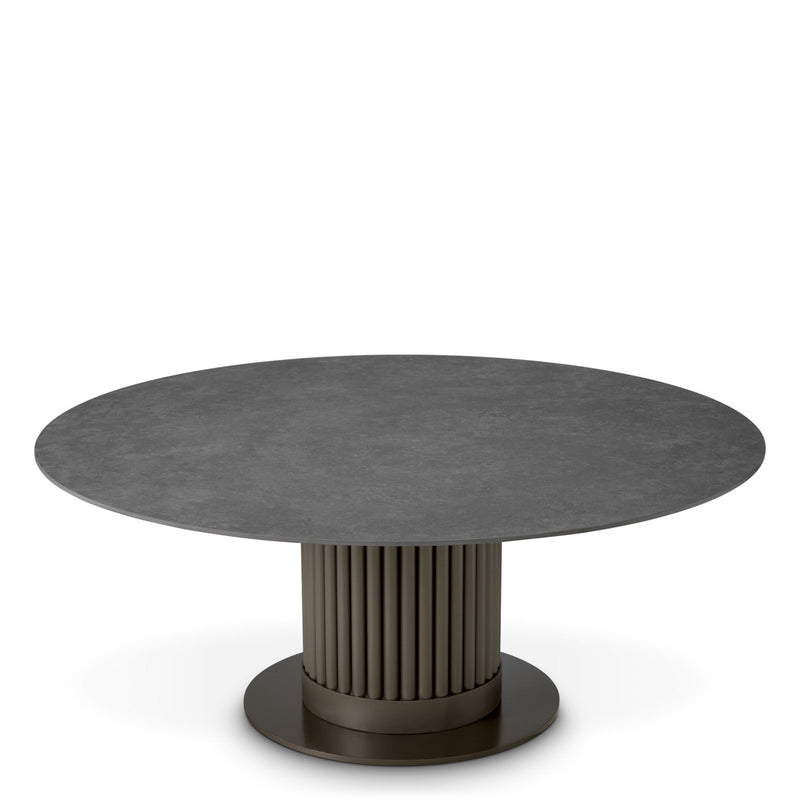 Outdoor Coffee Table Volterra Round Bronze finish | grey ceramic top Outdoor 119756