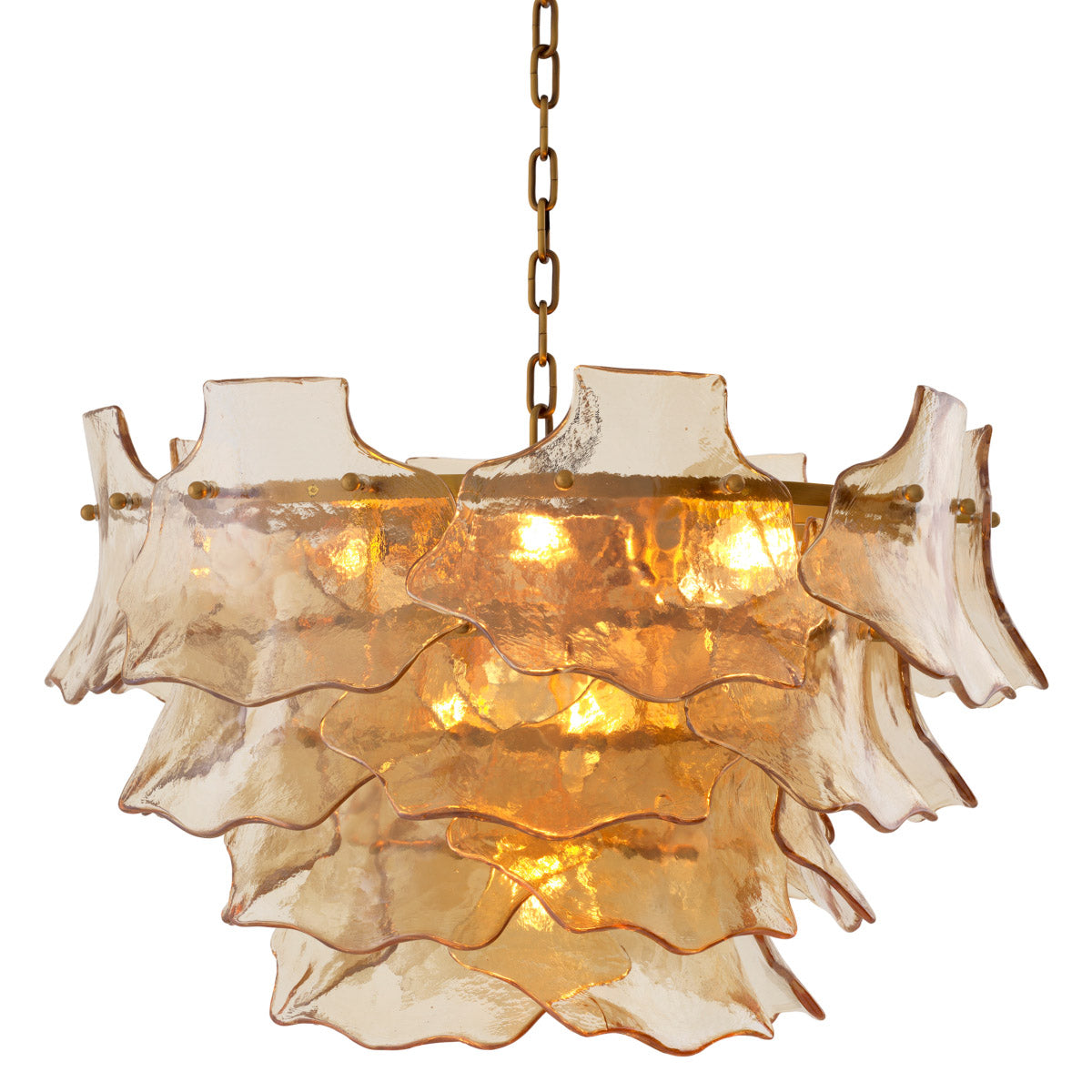 Chandelier Clarendon Antique brass finish | champagne colored glass Lighting 119824UL 2