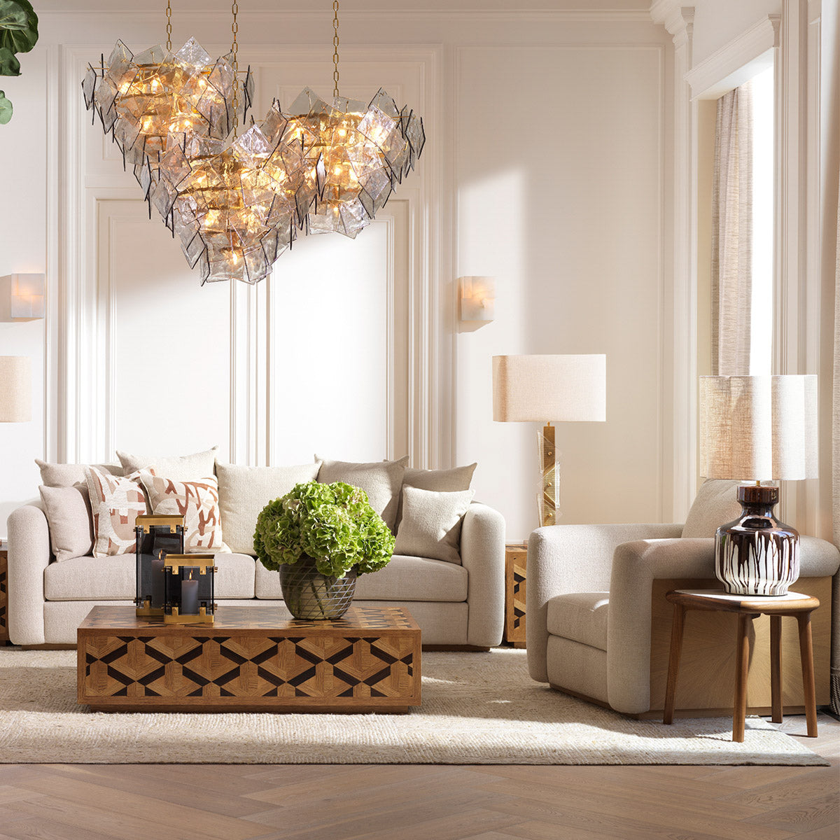 Side Table Wilma Solid mahogany wood | caramel finish | beige marble top Tables 119830 3