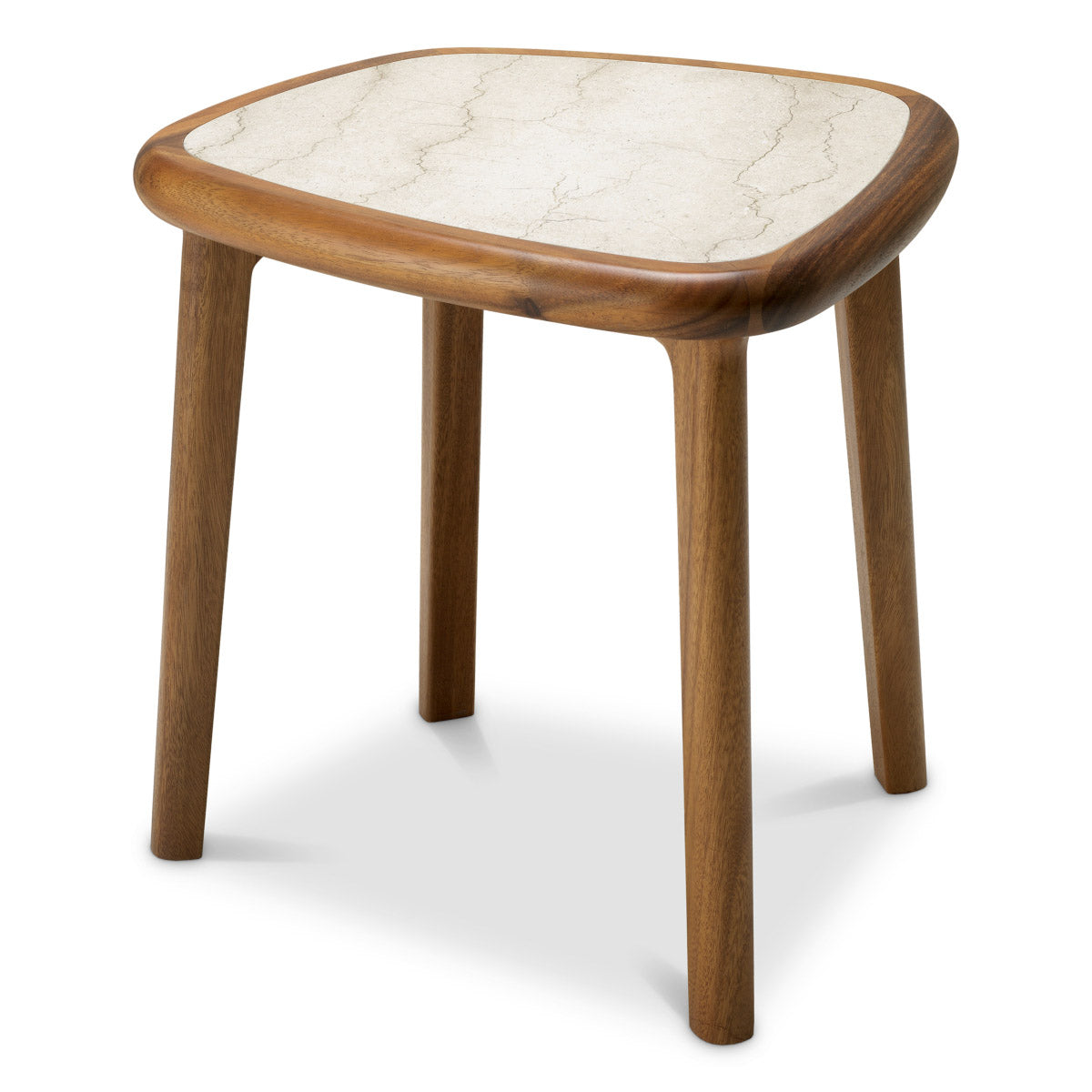 Side Table Wilma Solid mahogany wood | caramel finish | beige marble top Tables 119830 4