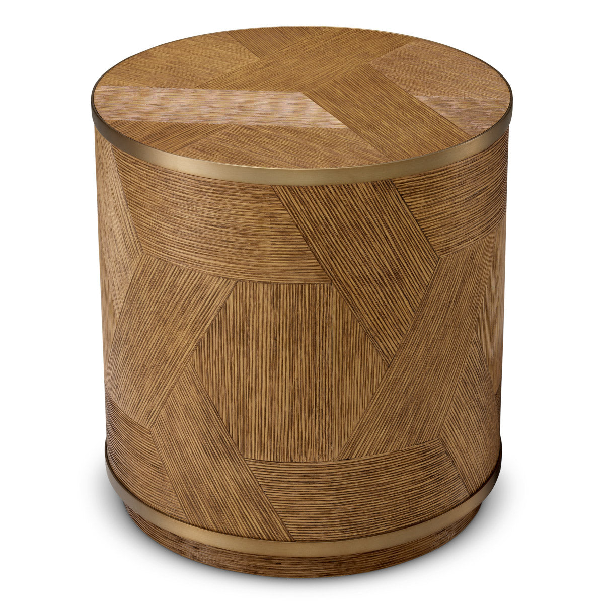 Side Table Velutto Caramel carved oak veneer | brushed brass finish Tables 119872 3