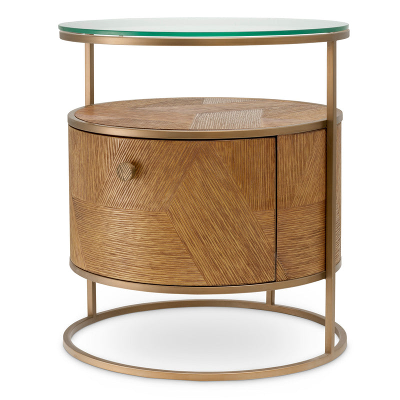 Nightstand Velutto Caramel carved oak veneer | brushed brass finish Cabinets 119895 2