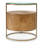 Nightstand Velutto Caramel carved oak veneer | brushed brass finish Cabinets 119895 5