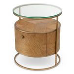 Nightstand Velutto Caramel carved oak veneer | brushed brass finish Cabinets 119895 7