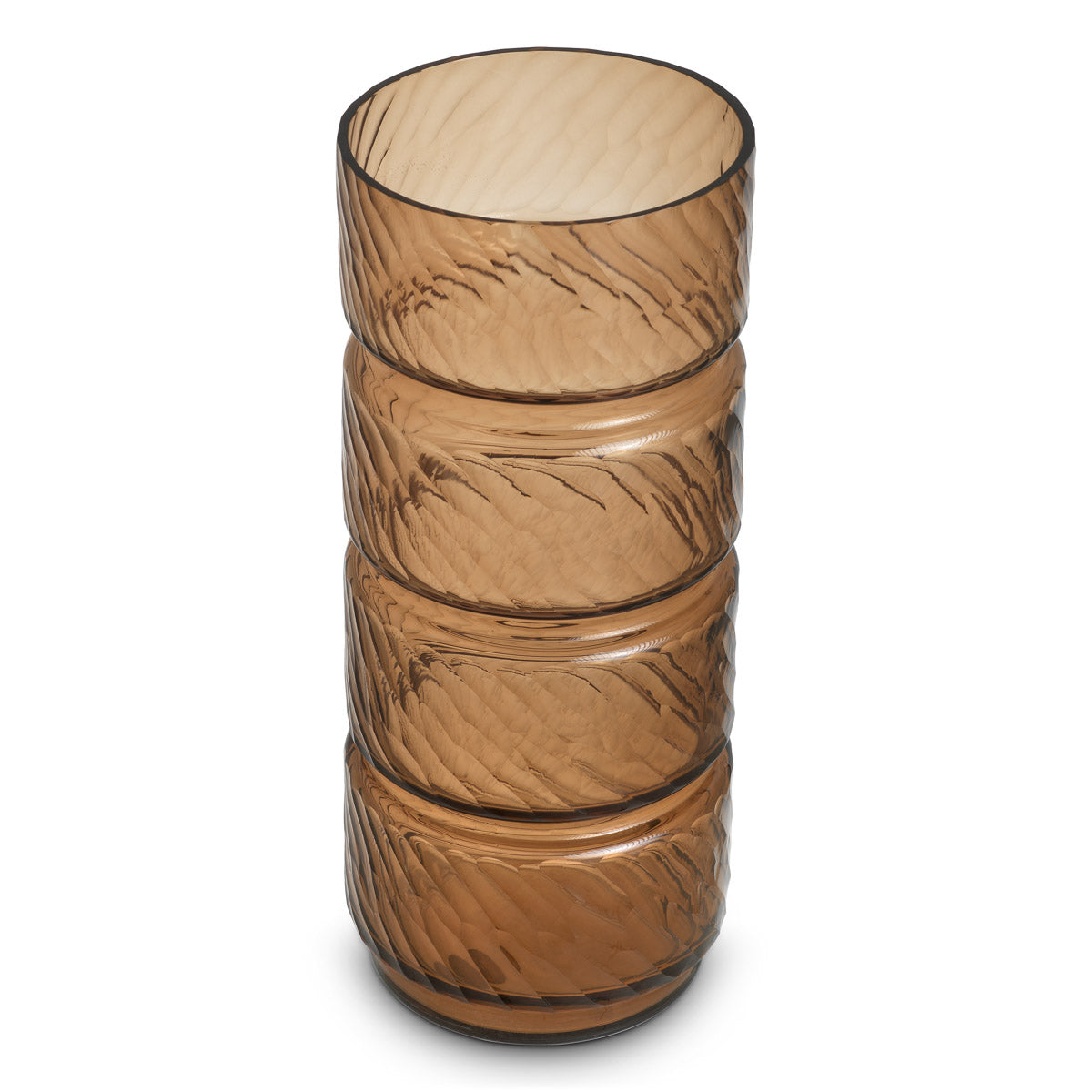 Vase Loxley L by Eichholtz in a styled setting — Copper Color, Handmade Glass, Handcut Pattern (Image 4)