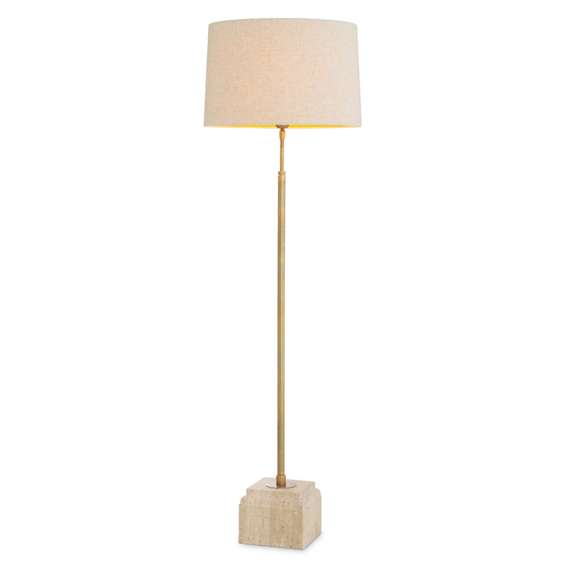 Eichholtz Floor Lamp Rialta — Travertine Base, Vintage Brass hero image (Image 1)