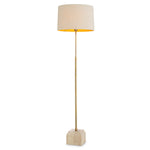 Floor Lamp Rialta by Eichholtz in a styled setting — Travertine Base, Vintage Brass (Image 4)