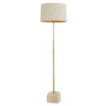 Detail shot of Floor Lamp Rialta craftsmanship — Brass, Travertine, Viscose, Linen accents (Image 5)