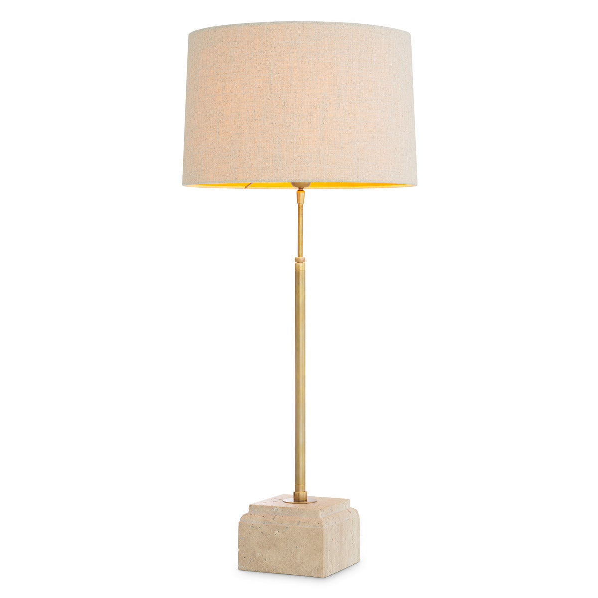 Eichholtz Table Lamp Rialta — Travertine Base, Vintage Brass hero image (Image 1)