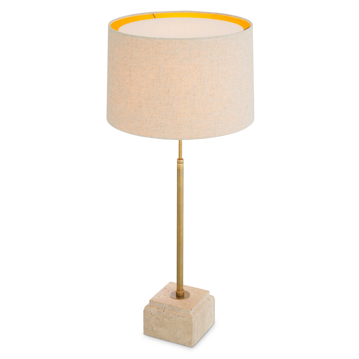 Alternate perspective of Table Lamp Rialta — Travertine Base, Vintage Brass finish (Image 6)