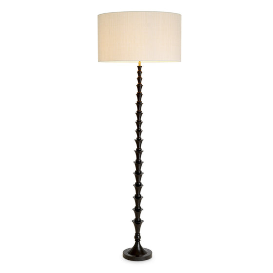 Floor Lamp Arabella Piano black finish | black granite base, Including linen mix shade Lighting 119975UL
