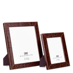 Picture Frame Scaleo set of 2 Croco embossed antique brown leather Accessories 119980 2