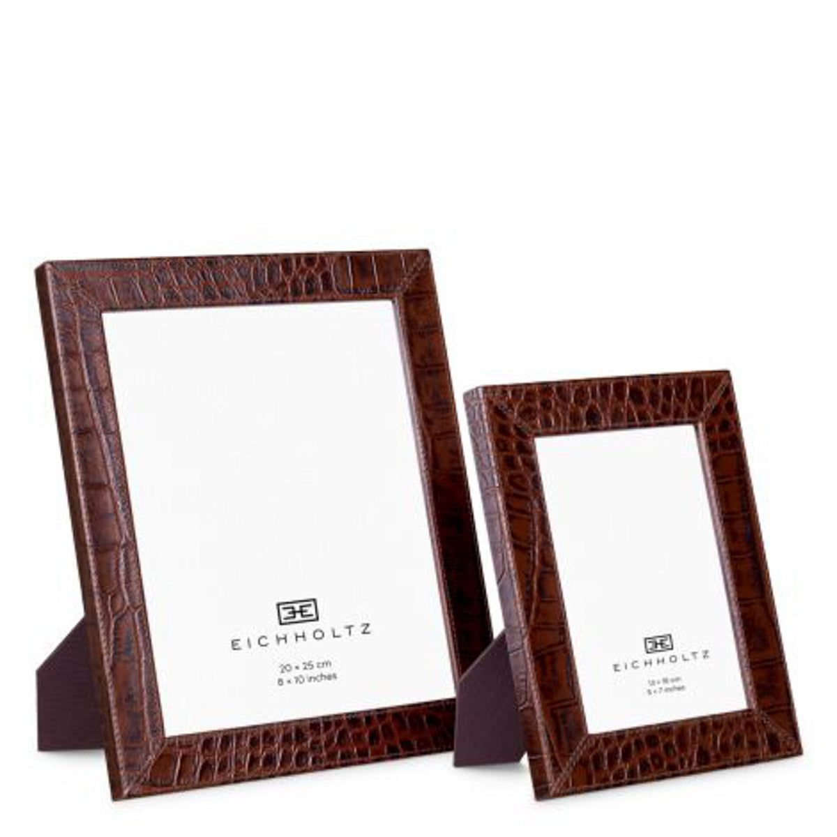 Picture Frame Scaleo set of 2 Croco embossed antique brown leather Accessories 119980 10