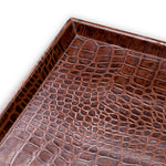 Desk Tray Scaleo set of 2 Croco embossed antique brown leather Accessories 119982 7