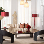 Floor Lamp Arabella Bordeaux red finish | black granite base, Including red linen mix shade 60% linen | 40% polyester Lighting 120031UL 3