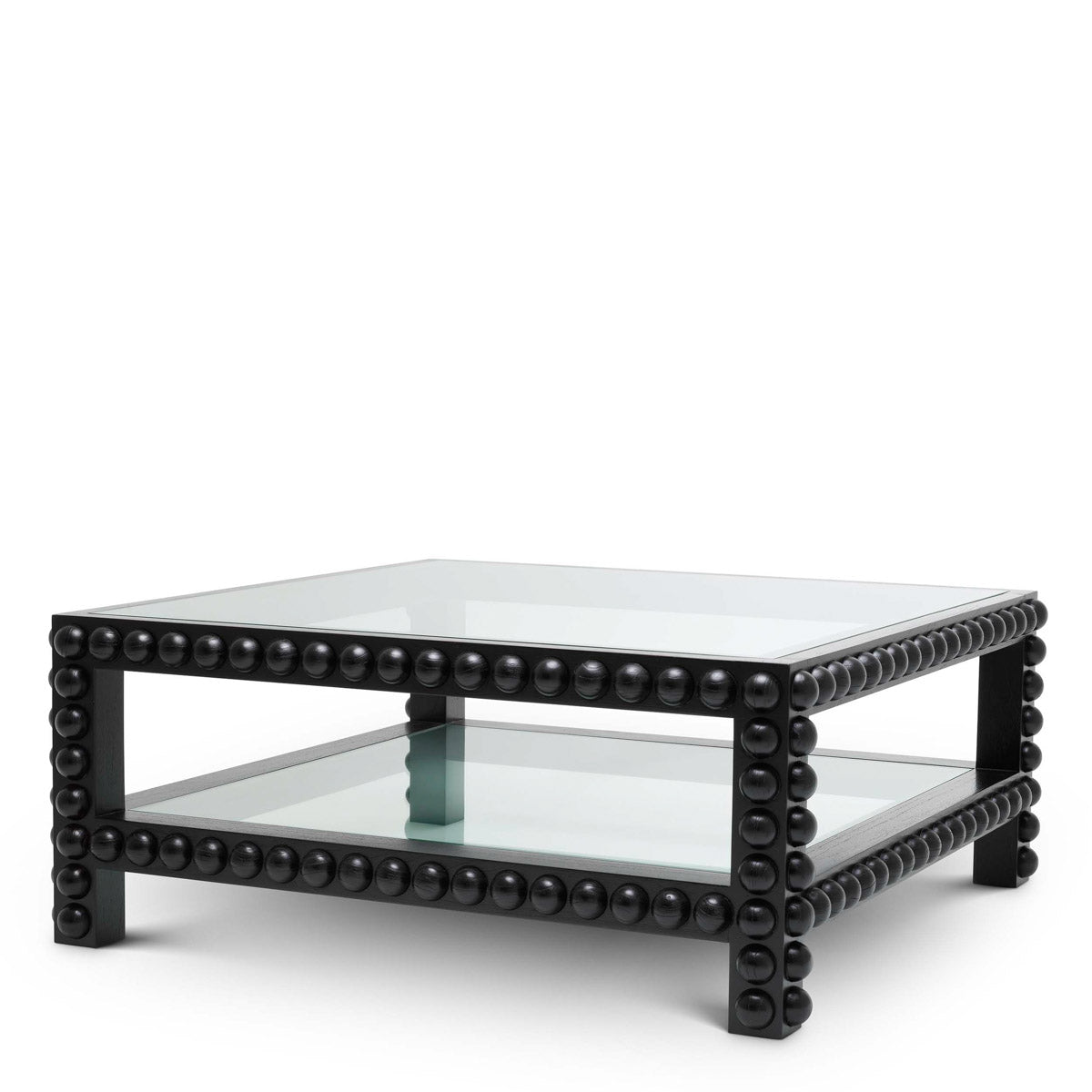 Eichholtz Coffee Table Kenton — Solid Wood, Black, Clear Glass Top hero image (Image 1)