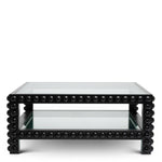 Close-up of Coffee Table Kenton highlighting Glass and Solid Wood, Black, Clear Glass Top (Image 2)