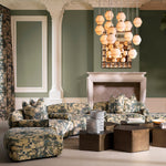 Alternate perspective of Chandelier Icarus — Antique Brass, Alabaster finish (Image 6)