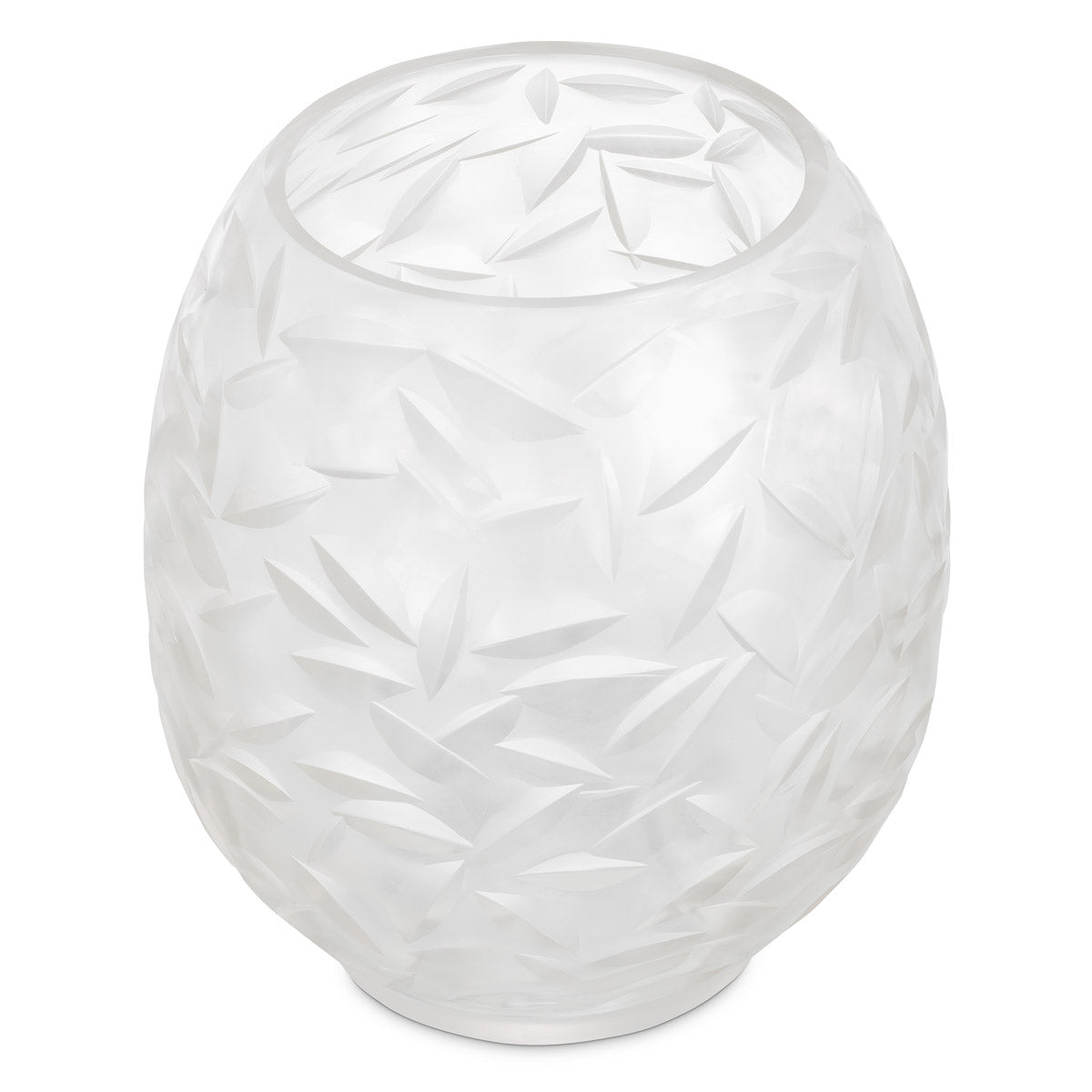 Close-up of Vase Hadleigh highlighting Glass and Clear Color, Handmade Glass, Handcut Pattern (Image 2)