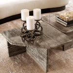 Lifestyle angle of Candle Holder Corwyn set of 2 with refined Antique Brass, Handcasted tones (Image 8)